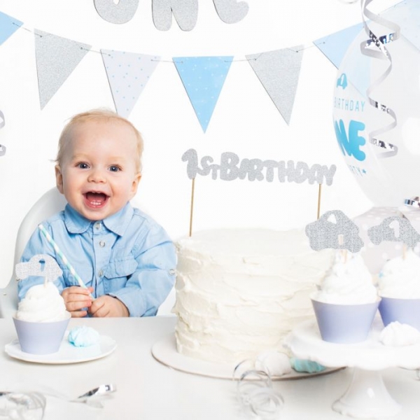Cake Topper - 1st Birthday - Silver